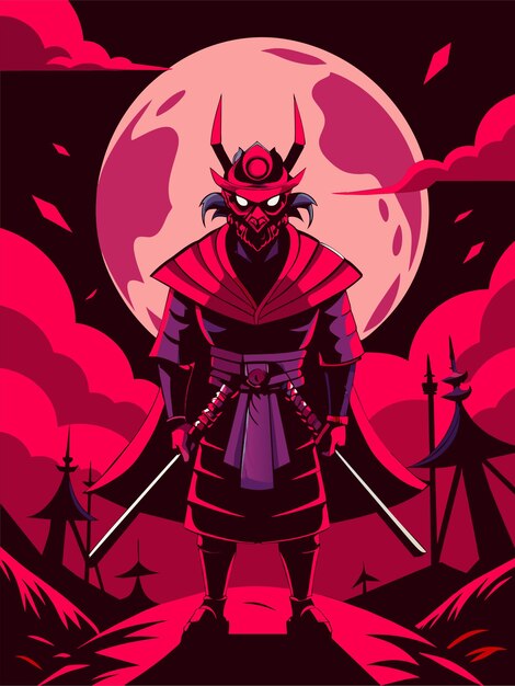 Vector el samurai rosado de japón 10