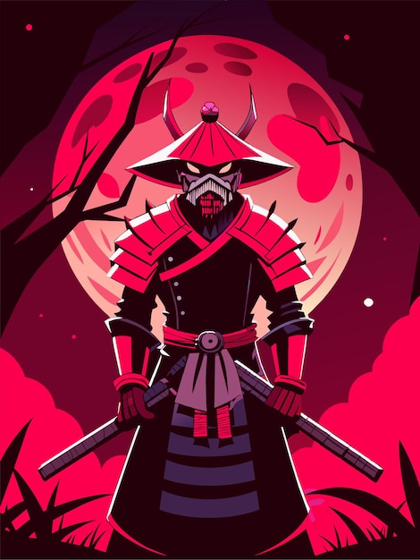 Vector el samurai rosado de japón 9