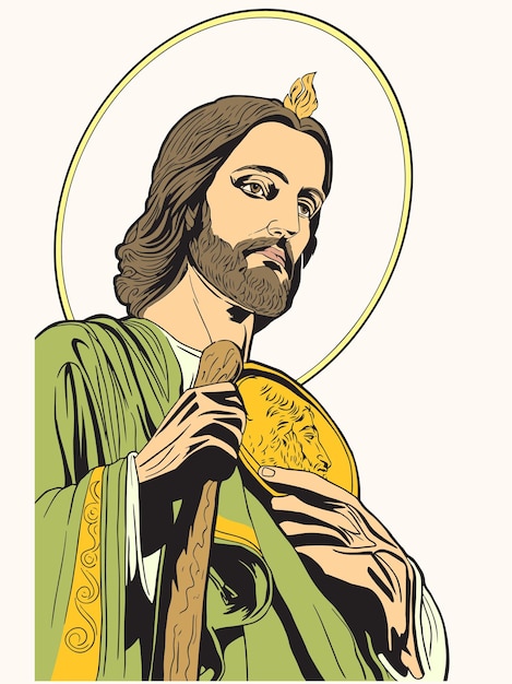 Vector san judas tadeo apóstol de jesús ilustración católica