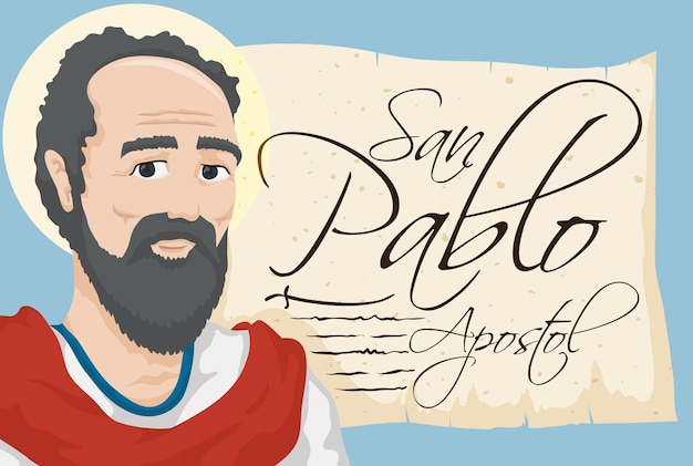 Vector san pablo con pergamino antiguo con texto en español