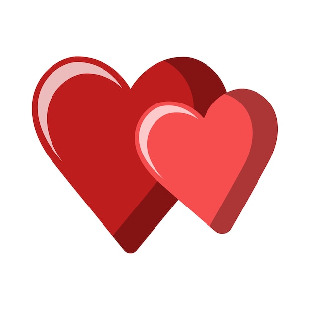 San Valentín aislado par de símbolo del corazón sobre fondo blanco diseño plano