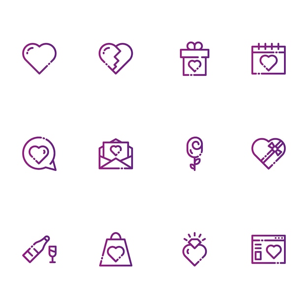 San Valentín y amor iconos