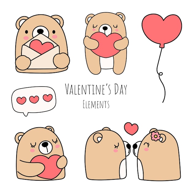 San valentin con lindo oso
