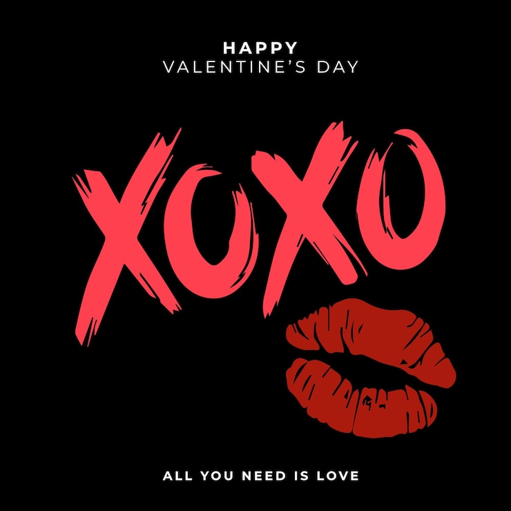 Vector san valentín negro xoxo