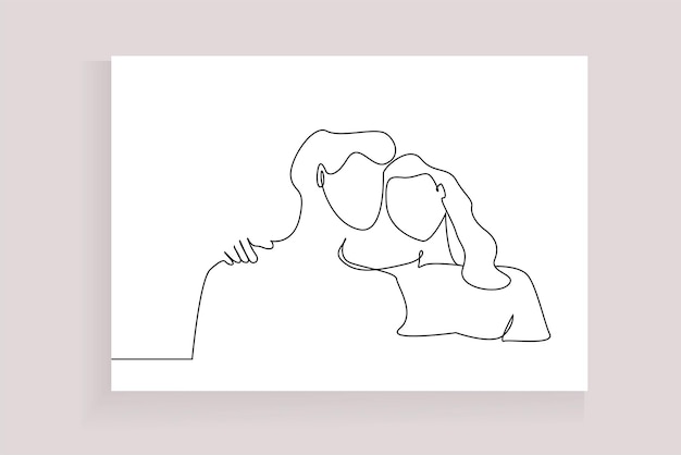 san valentin pareja enamorada feliz pasando un buen rato abrazando amores arte lineal