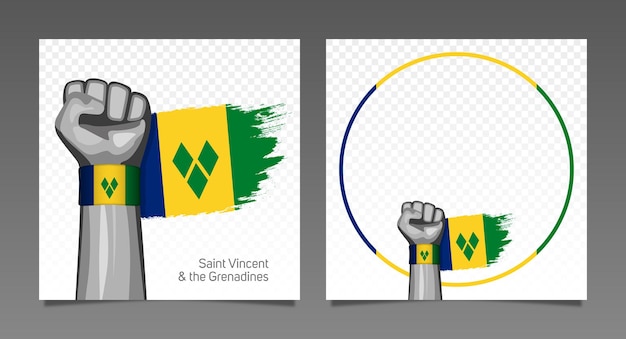 San Vicente grunge bandera patriótica victoria marco banners conjunto mano levantada en el aire Día de la Independencia