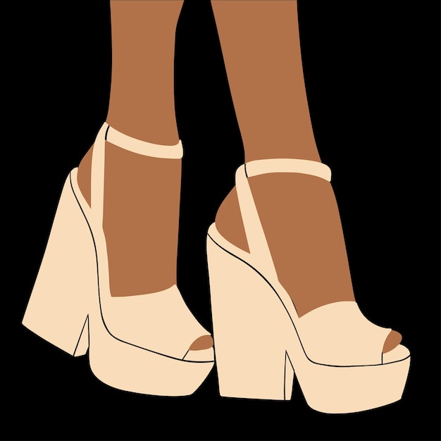 Sandalias de plataforma de mujer de moda, tacones altos. Calzado de verano. ilustración vectorial