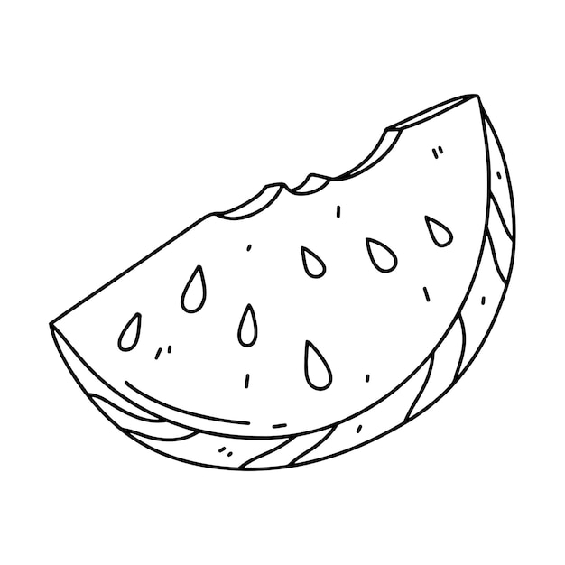 Sandía en estilo garabato pieza de fruta ilustración vectorial aislada sobre fondo blanco