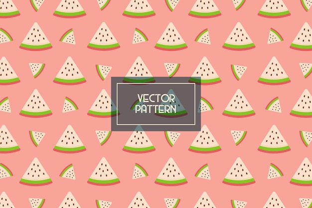 Sandía fruta fresca cuarto medio alimento con semillas vector abstracto sin fisuras repetir rosa patrón