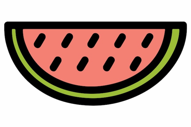Vector sandía icono plano fruta y dieta gráficos vectoriales un patrón sólido de colores sobre un fondo blanco