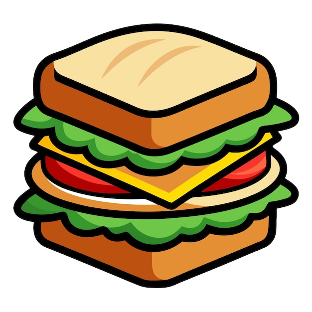 Sandwich Alimentos Icono flotante de dibujos animados Icono vectorial Ilustración Icono de objeto de alimentos