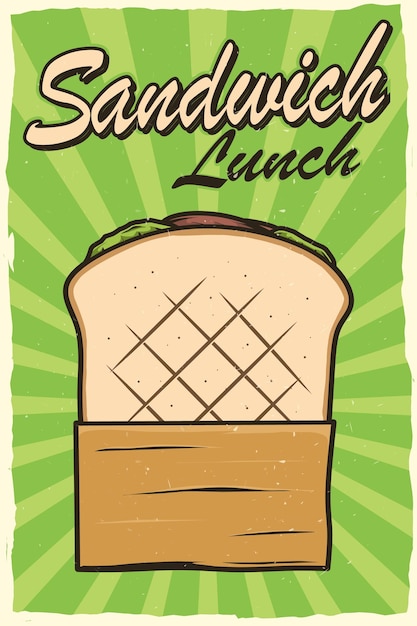 Vector sándwich almuerzo póster vintage para imprimir