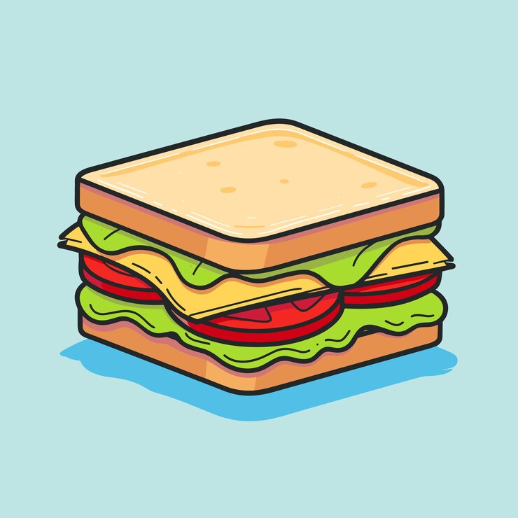 Sandwich cheeseburger dibujos animados icono vectorial ilustración del logotipo de comida rápida dibujo de dibujos gráficos planos