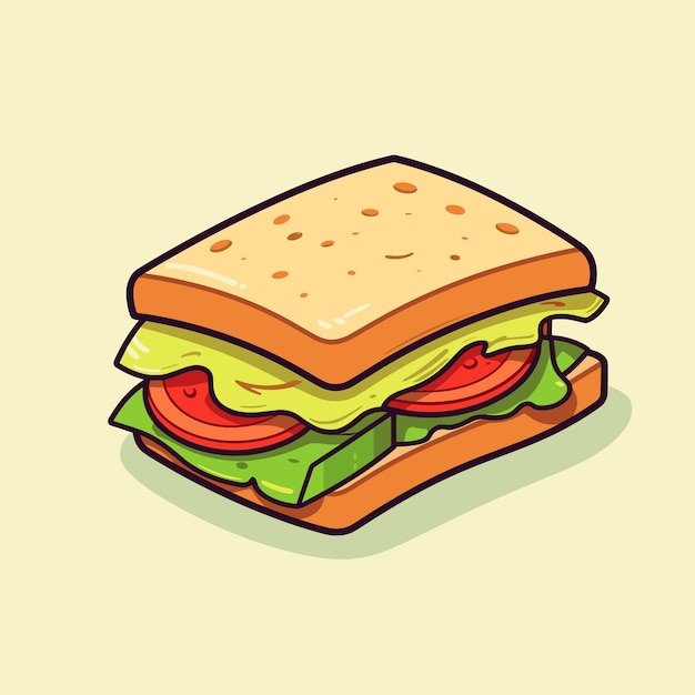 Sandwich cheeseburger dibujos animados icono vectorial ilustración del logotipo de comida rápida dibujo de dibujos gráficos planos