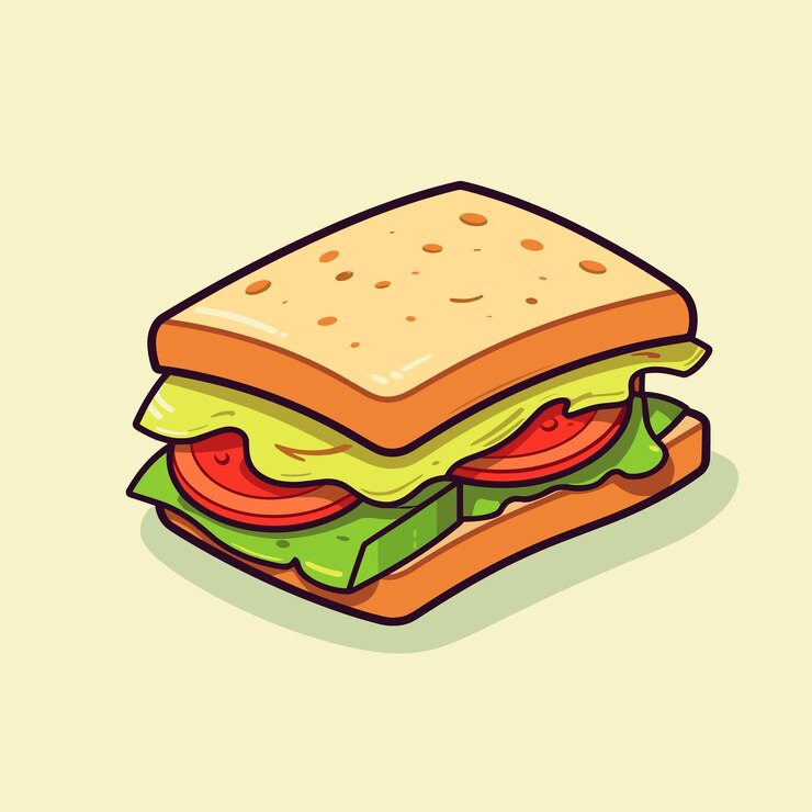 Sandwich cheeseburger dibujos animados icono vectorial ilustración del logotipo de comida rápida dibujo de dibujos gráficos planos