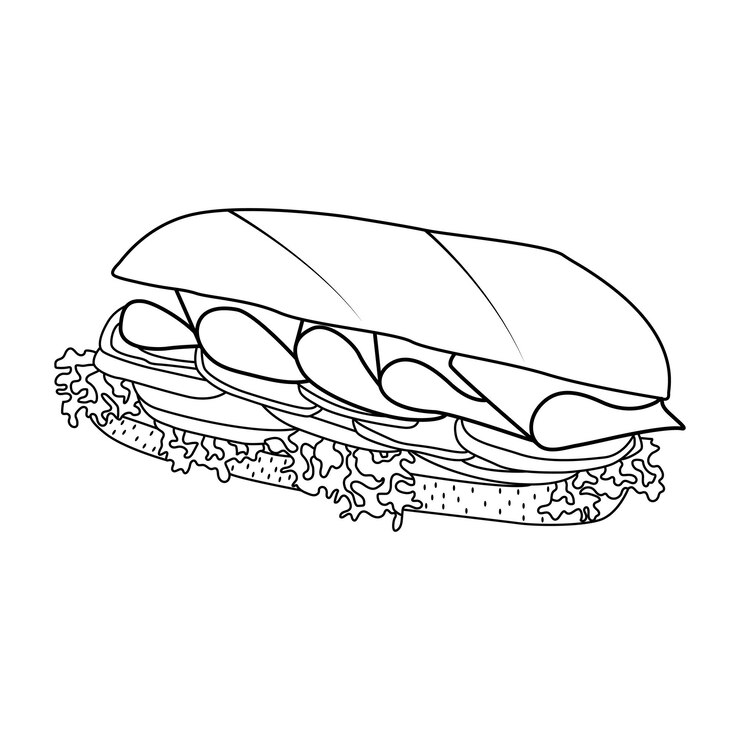 Vector sándwich para colorear para adultos