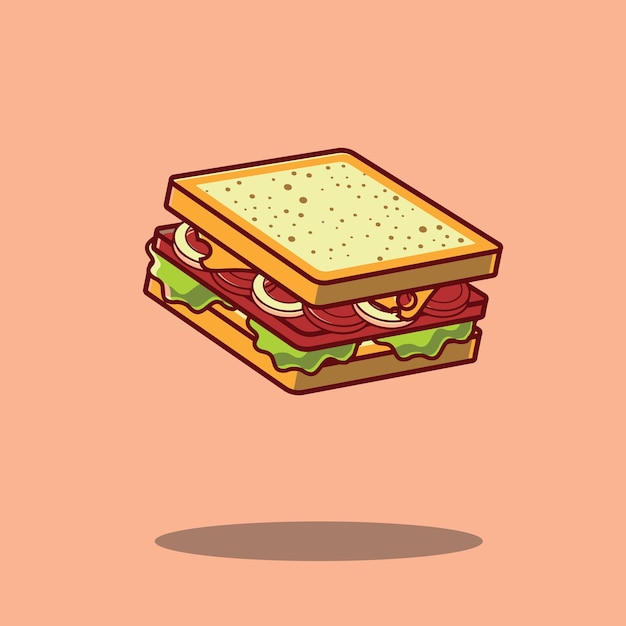 Sándwich comida plana icono vector diseño