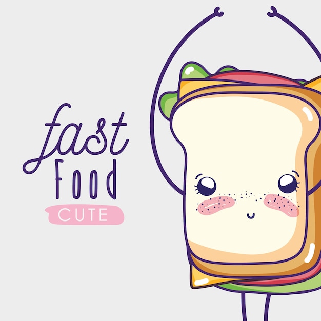 Sandwich cute kawaii cartoon