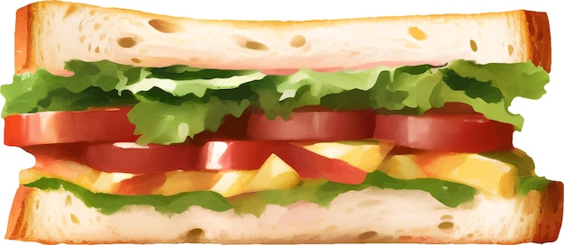 Vector sándwich detallado dibujado a mano ilustración vectorial aislado