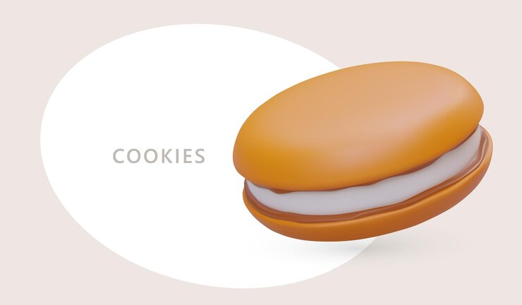 Vector sándwich de galleta redonda realista con crema blanca concepto para diseño web con texto