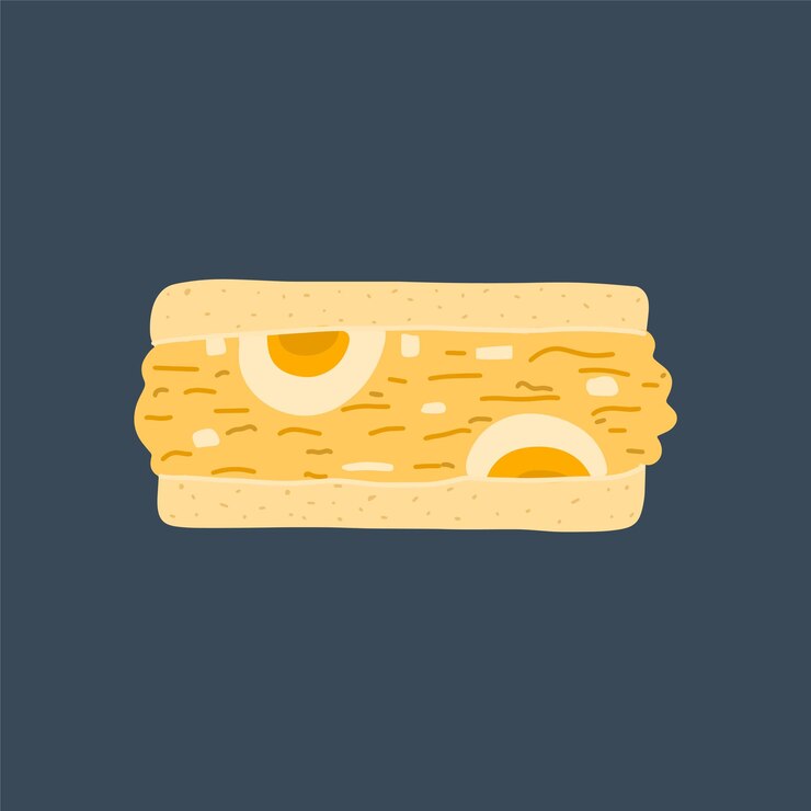 Vector sándwich de huevo coreano comida tradicional ilustración vectorial en estilo de dibujos animados