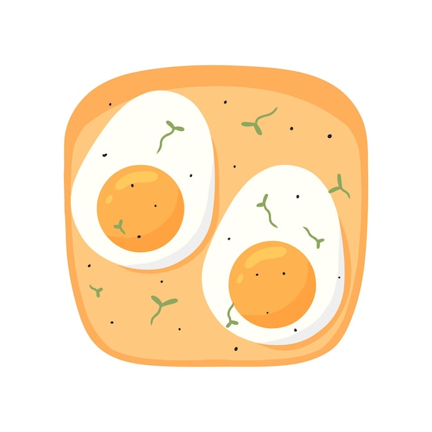 Vector sándwich de huevo tostadas de huevo ilustración vectorial en estilo de dibujos animados desayuno saludable