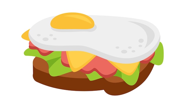 Vector sándwich con huevos revueltos icono de comida ilustración vectorial