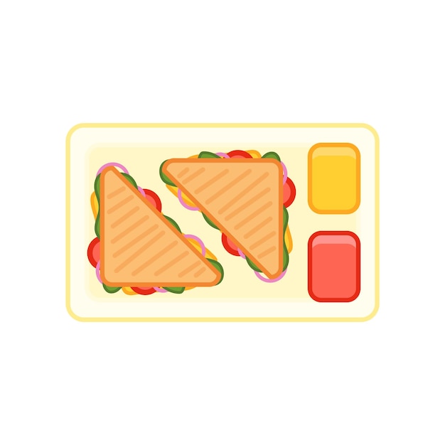 Vector un sándwich en una ilustración plana de plato