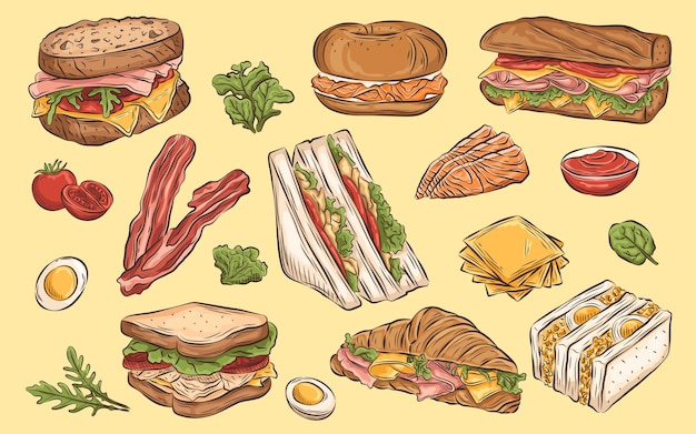 Vector sándwich ilustraciones