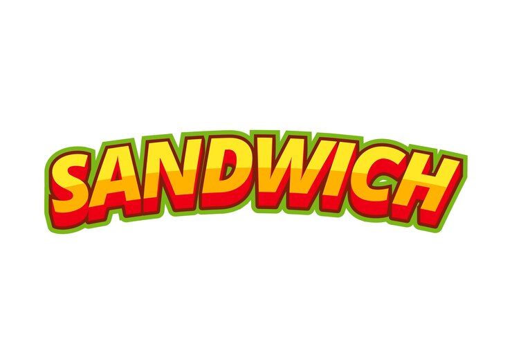 Vector sándwich de inscripción multicolor en estilo pop-art para imprimir y decorar el menú del monstruo. ilustración vectorial.