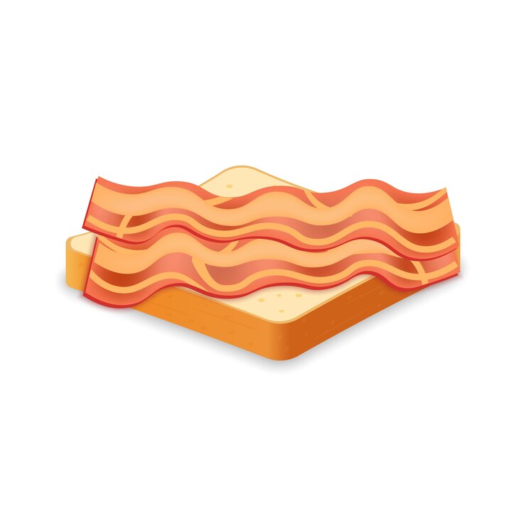 Vector sándwich de pan fresco con tocino ilustración de comida para tiendas y mercados