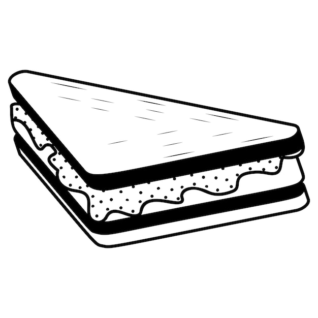 Sándwich a la parrilla concepto isométrico panini de corteza de parmesán Vector dibujado a mano Dibujo de panadería y panadero