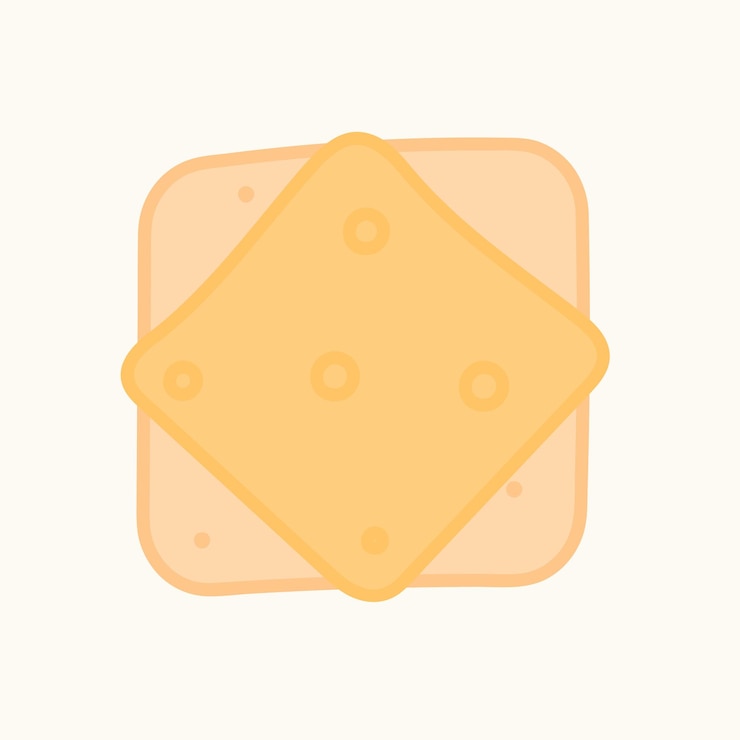 Vector sándwich de queso dibujado a mano. colección de elementos de desayuno de comida de diseño de dibujos animados. comida natural.