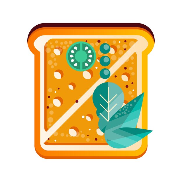 Sándwich tostado con queso y tomate verde vector Ilustración aislada sobre un fondo blanco