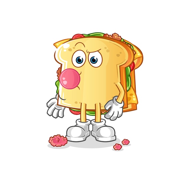 Sándwich vector de chicle. personaje animado