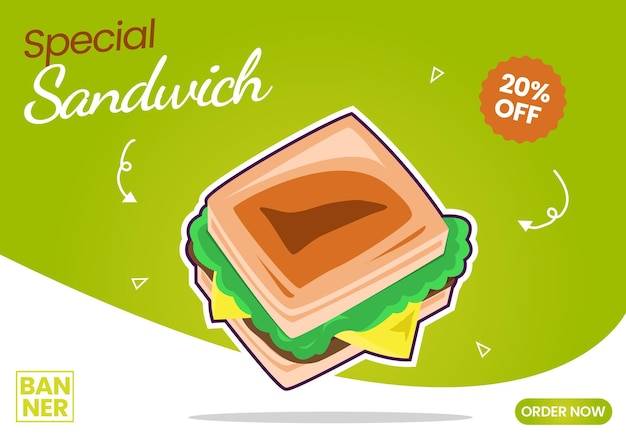 Sándwich de vector premium para plantilla de banner web