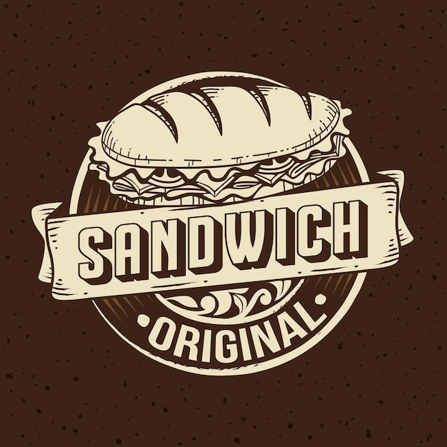 Sándwich Vintage Logo Diseño Sub Sándwich Logo