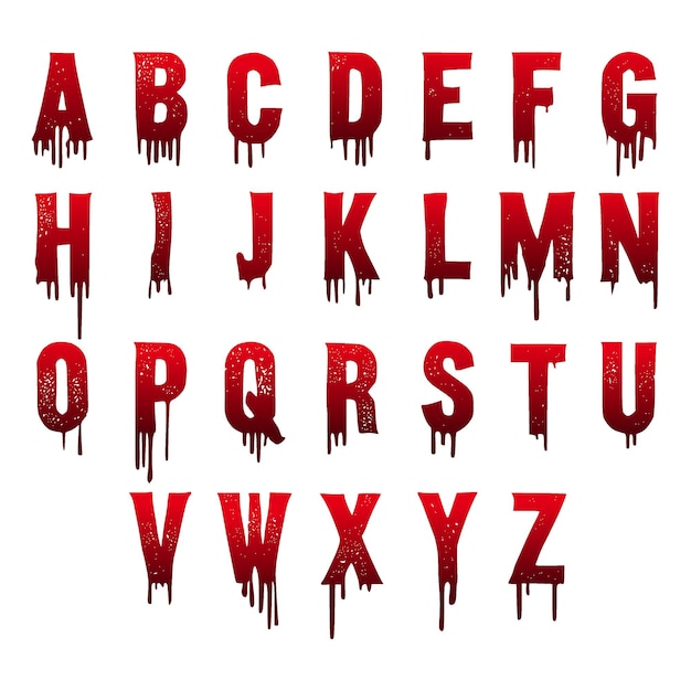 Sangre Halloween letras del alfabeto juego sangriento gotas letras espeluznante horror alfabeto sangre fuente paquete