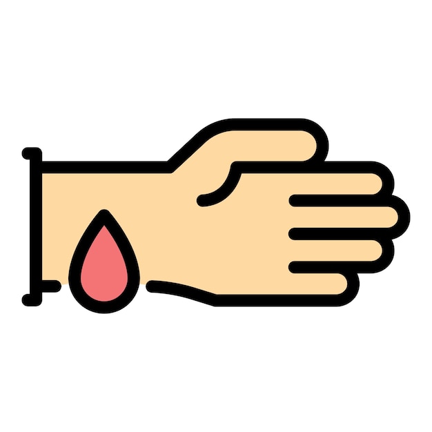 Sangre del icono de la mano Contorno de sangre del icono del vector de la mano Color plano aislado