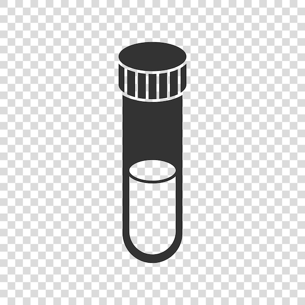 Sangre en el icono del tubo de ensayo en estilo plano Ilustración vectorial del frasco de laboratorio en un fondo aislado Líquido en el concepto de negocio del letrero del vaso