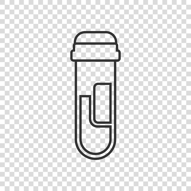 Sangre en el icono del tubo de ensayo en estilo plano Ilustración vectorial del frasco de laboratorio en un fondo aislado Líquido en el concepto de negocio del letrero del vaso