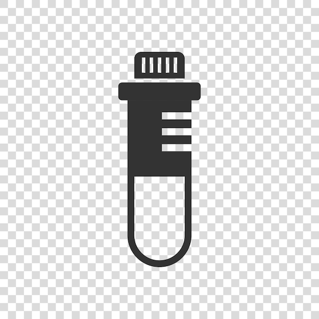 Sangre en el icono del tubo de ensayo en estilo plano Ilustración vectorial del frasco de laboratorio en un fondo aislado Líquido en el concepto de negocio del letrero del vaso