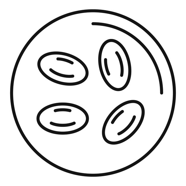 Sangre bajo microscopio icono Contorno de sangre bajo microscopio icono vectoriales para diseño web aislado sobre fondo blanco