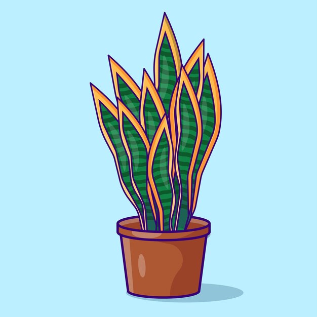 Vector sansevieria trifurcado o planta de serpiente vector icono plano diseño plano