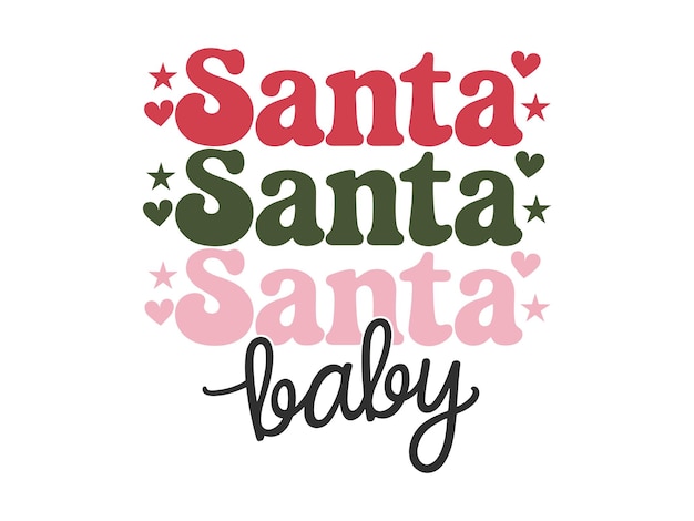 Santa Baby Retro Diseño vectorial de vacaciones de Navidad