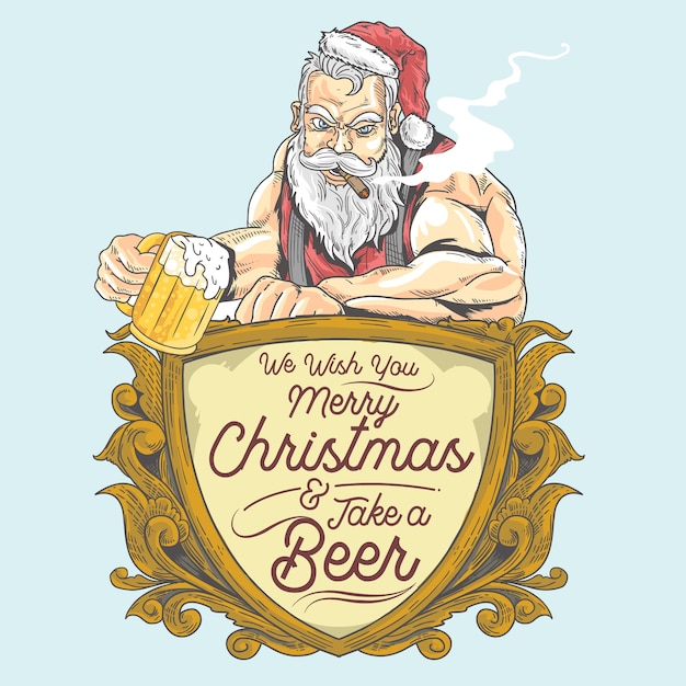 Santa bebe una cerveza