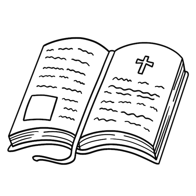 Santa Biblia Cristiana Página Para Colorear Aislada