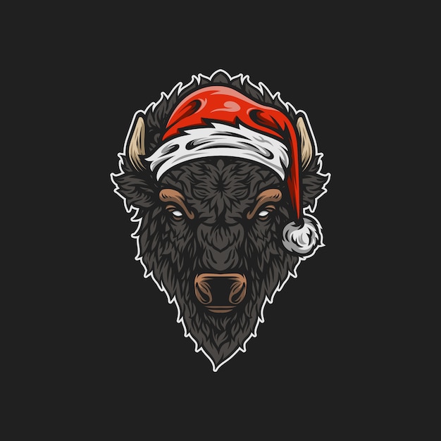 santa bison, mascota, ilustración