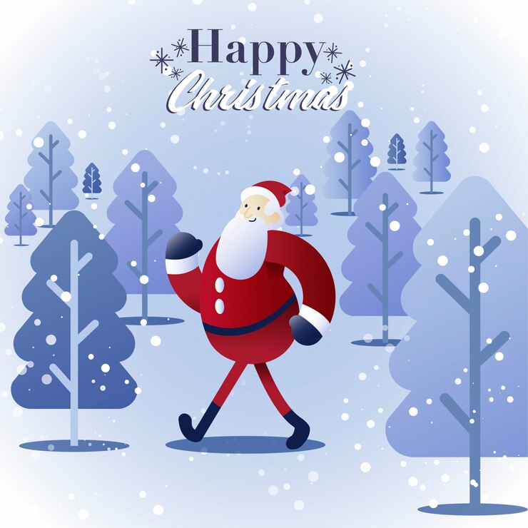 Santa caminando en el bosque