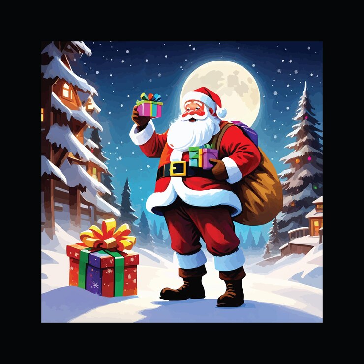 santa claus con cajas de regalo